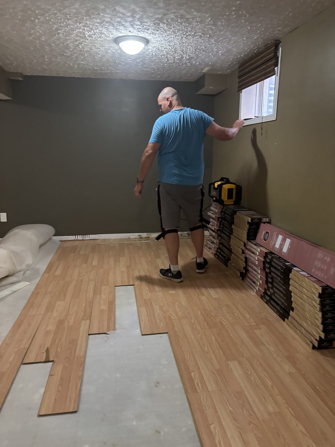 Basement flooring install in progress