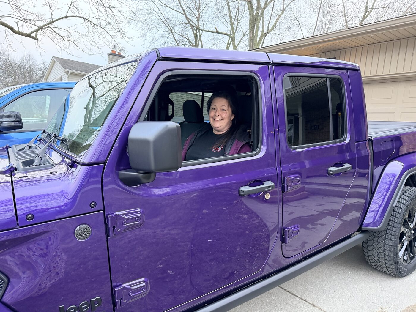 Steph in purple truck