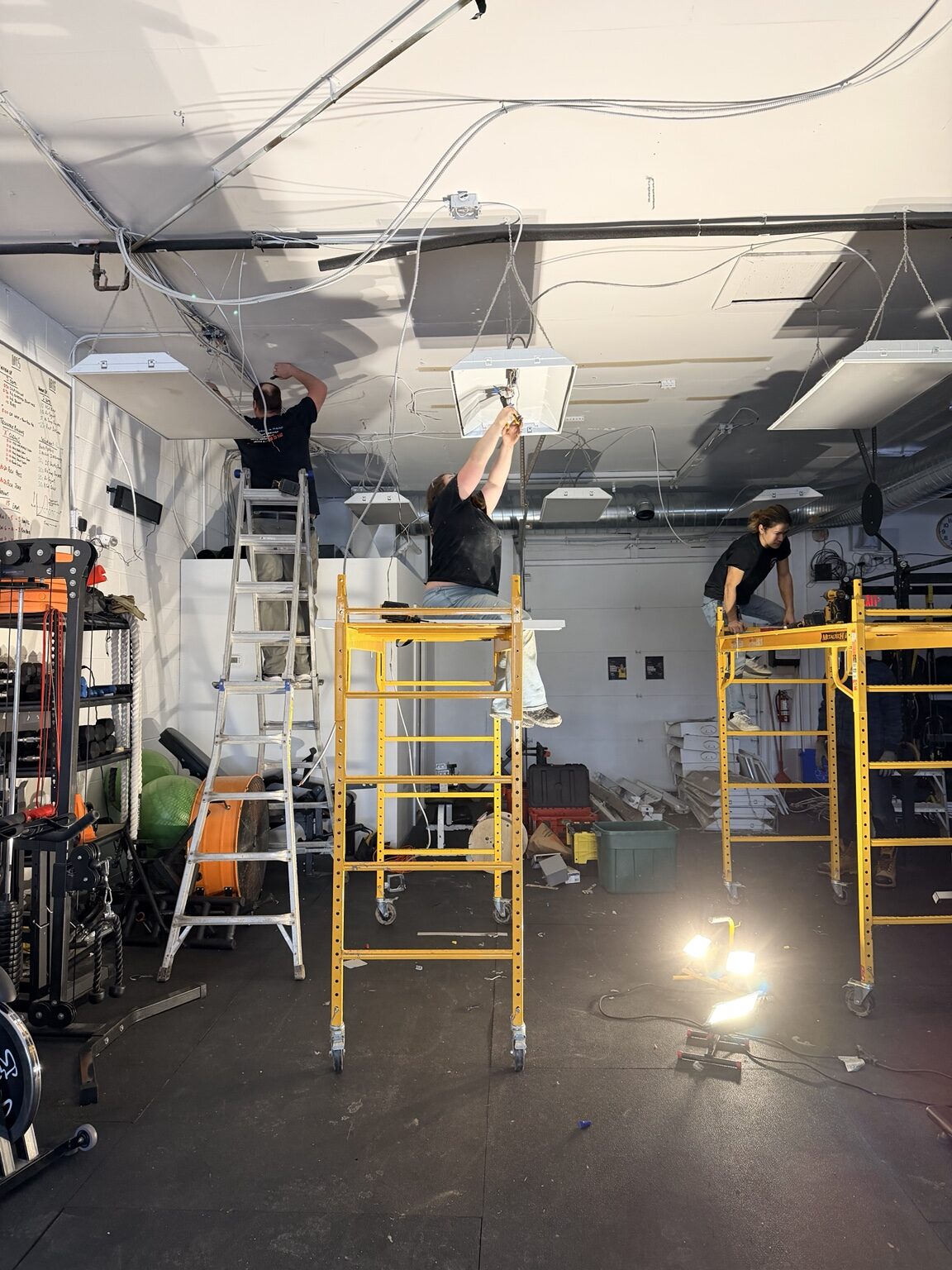 commercial gym lighting work in progress